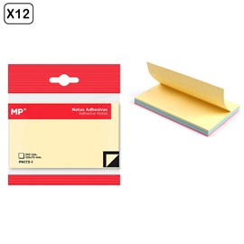 Pack 12 unités notes adhésives 125 x 75 mm 100 feuilles multicouleur