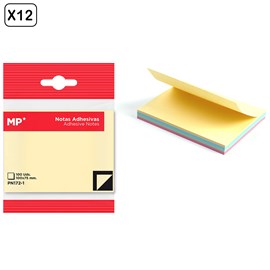 Pack 12 unités notes adhésives 100 x 75 mm 100 pages multicolore