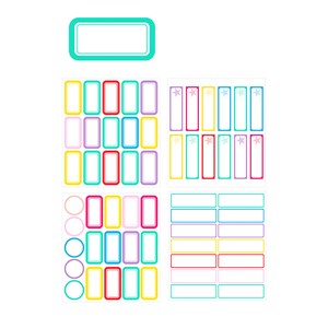 Pack 24 unités étiquettes adhésives personnalisables décorées design blanc.