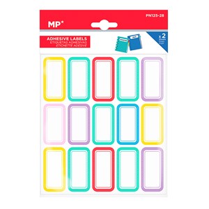 Pack 24 unités étiquettes adhésives personnalisables décorées design blanc.