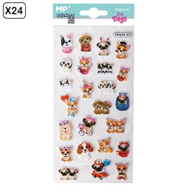Pack 24 uds. Autocollants stickers relief design chiens