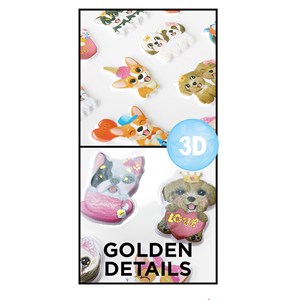 Pack 24 uds. Autocollants stickers relief design chiens