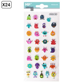 Pack 24 uds. Autocollants stickers relief design monstres