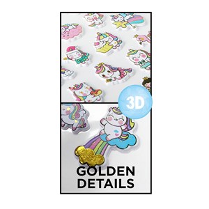 Pack 24 uds. Autocollants stickers en relief design unicorn
