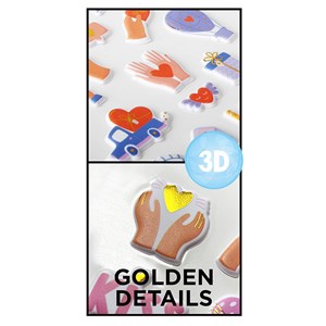Pack 24 uds. Autocollants stickers relief design amour