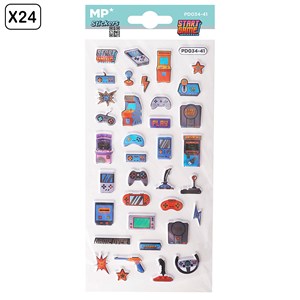 Pack 24 uds. Autocollants stickers relief design gamer