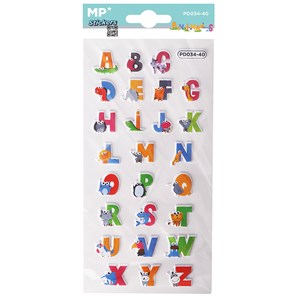 Pack 24 uds. Autocollants stickers relief dessin animaux