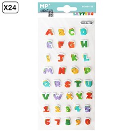 Pack 24 uds. Autocollants stickers en relief design lettres