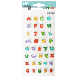 Pack 24 uds. Autocollants stickers en relief design lettres