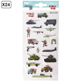 Pack 24 uds. Autocollants stickers relief design guerre mondiale
