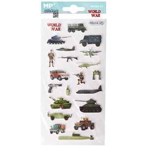 Pack 24 uds. Autocollants stickers relief design guerre mondiale