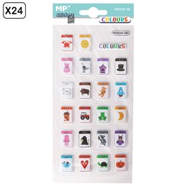Pack 24 uds. Autocollants stickers relief design couleurs
