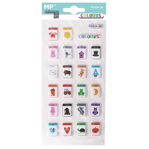 Pack 24 uds. Autocollants stickers relief design couleurs