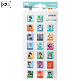 Pack 24 uds. Autocollants stickers en relief design professions