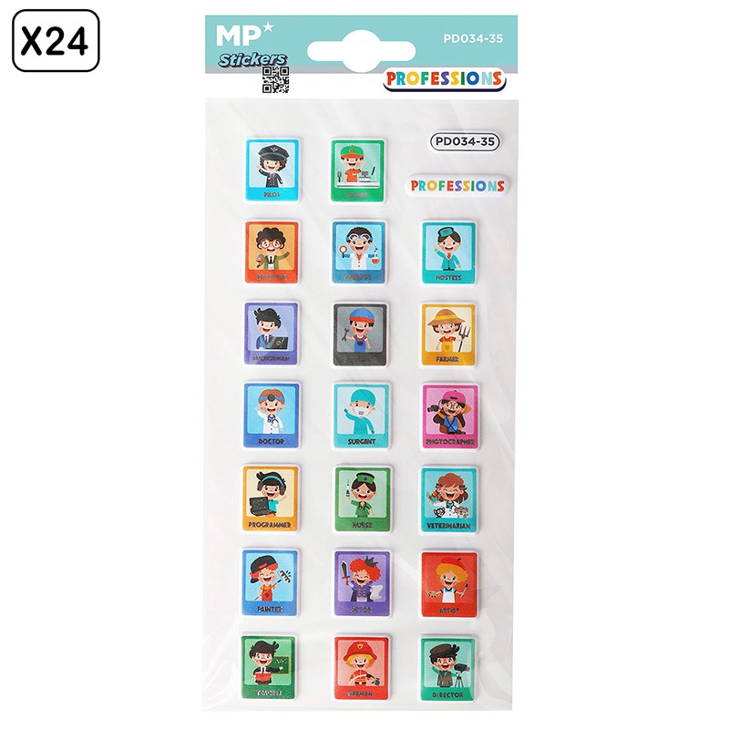 Pack 24 uds. Autocollants stickers en relief design professions
