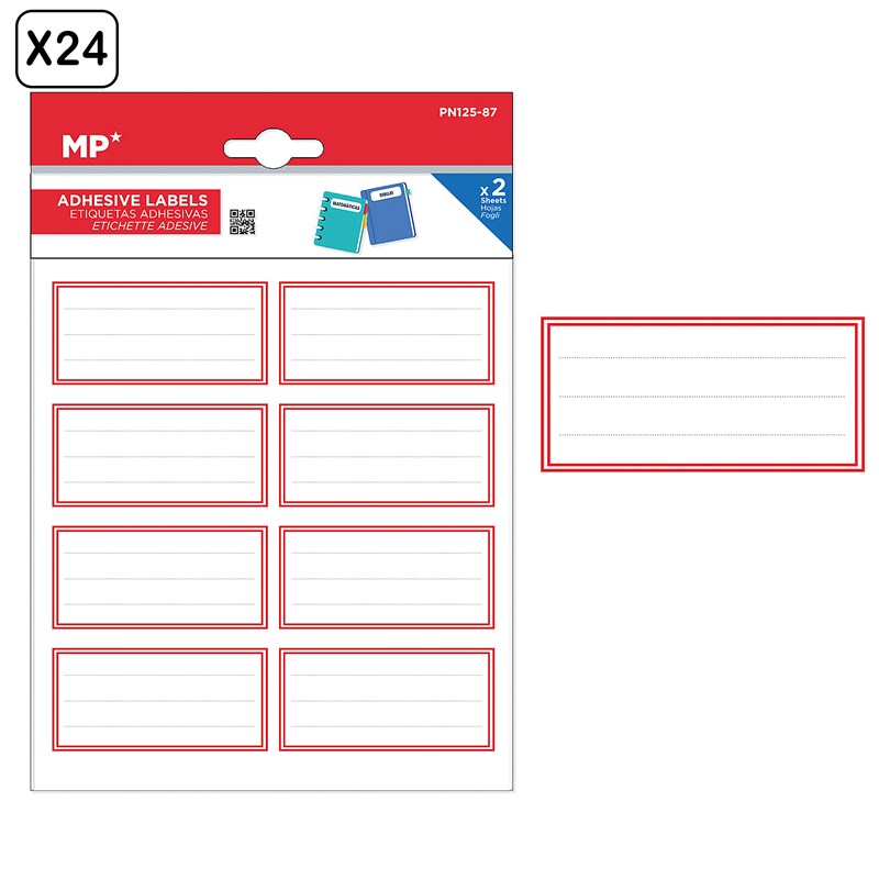 Pack 24 unités étiquettes adhésives personnalisables décorées.