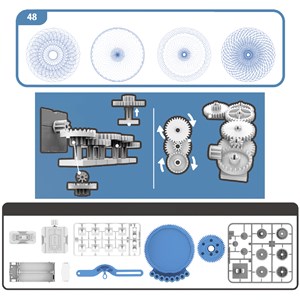 Machine à dessin automatique à construire. 37 pièces. 48 motifs de dessin.