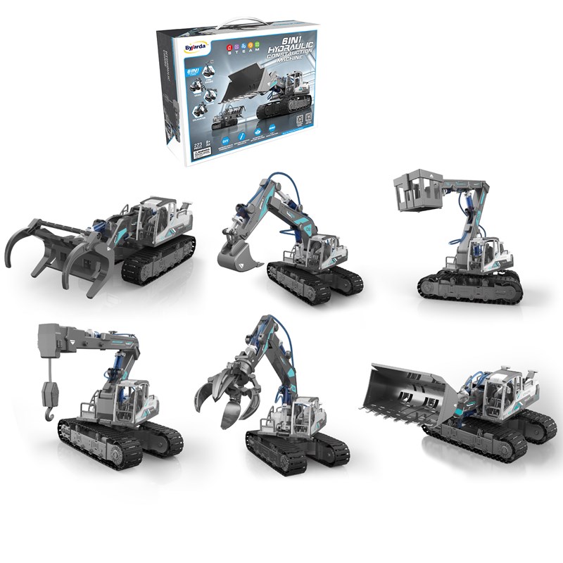 Machinerie hydraulique 6 en 1 pour construire. 223 pièces.