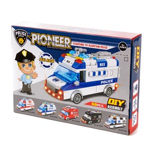 Fourgonnette de police avec lumières et effets sonores. À construire, 68 pièces.