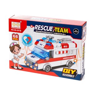 Ambulance avec lumières et effets sonores. À construire, 68 pièces.