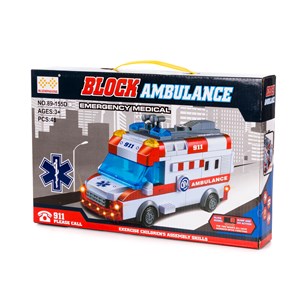 Ambulance avec lumières et effets sonores. À construire, 48 pièces.