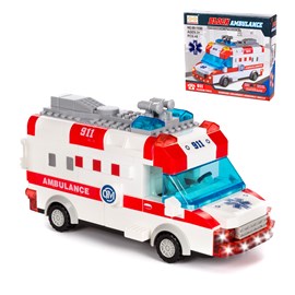 Ambulance avec lumières et effets sonores. À construire, 48 pièces.