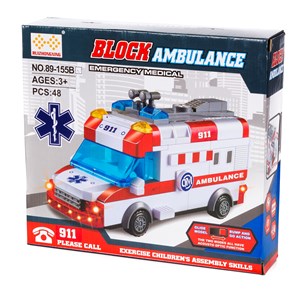 Ambulance avec lumières et effets sonores. À construire, 48 pièces.