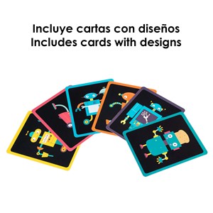 Jeu magnétique de création de robots. 37 pièces en carton magnétiques.