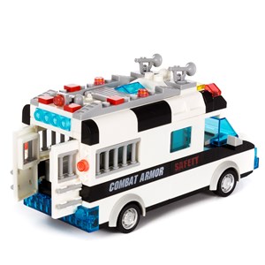 Fourgonnette de police swat avec lumières et effets sonores.