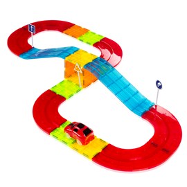 Piste pour voitures avec des pièces magnétiques. 27 pièces.