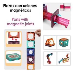 Jeu de course de billes. Pièces magnétiques transparentes.