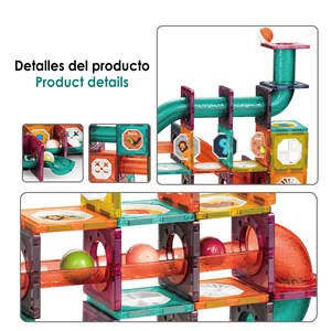 Jeu de course de billes. Pièces magnétiques transparentes.