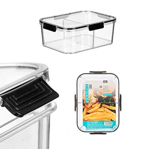 Lunchbox hermétique transparente noire avec feuille de séparation amovible.