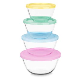 Set 4 boites à lunch borosil rouge 800&nbsp;1000&nbsp;1600&nbsp;2100ml