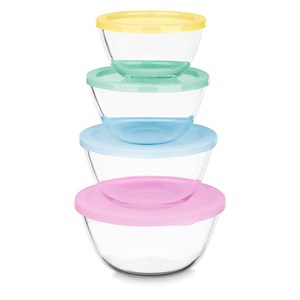 Set 4 boites à lunch borosil rouge 800&nbsp;1000&nbsp;1600&nbsp;2100ml