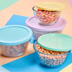 Set 4 boites à lunch borosil rouge 800&nbsp;1000&nbsp;1600&nbsp;2100ml