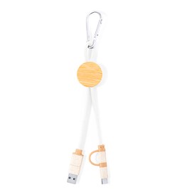 Câble de chargement triple nature en bambou : micro usb, type c et lightning 5v.