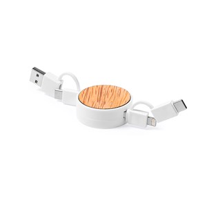 Câble chargeur nature en coco, données. Câble extensible. Connexion micro usb.