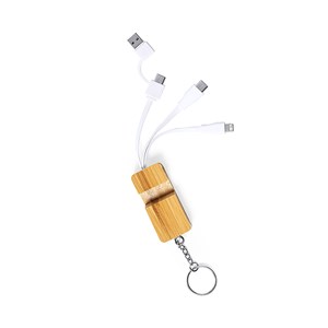 Câble chargeur multifonction nature bambou. Micro usb, type c et lightning 5v dc