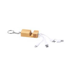 Câble chargeur multifonction nature bambou. Micro usb, type c et lightning 5v dc