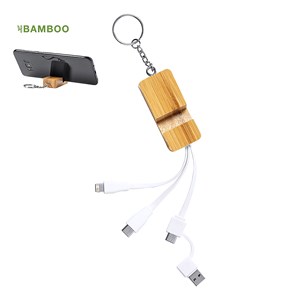 Câble chargeur multifonction nature bambou. Micro usb, type c et lightning 5v dc