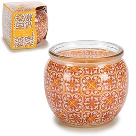 Bougie parfumée en pot en verre odeur de thé oriental.