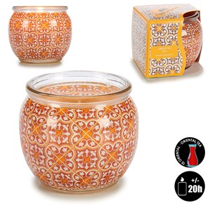 Bougie parfumée en pot en verre odeur de thé oriental.