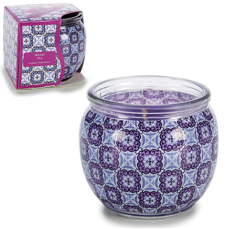 Bougie parfumée dans un pot en verre odeur de magic spa.