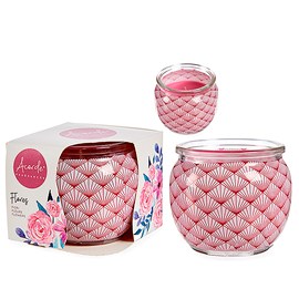 Bougie parfumée dans un pot en verre parfum floral.