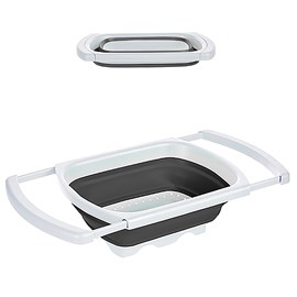 Passoire rectangulaire pliable et ajustable.