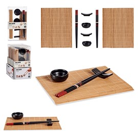 Set de sushi en céramique et bambou. Comprend 8 pièces.