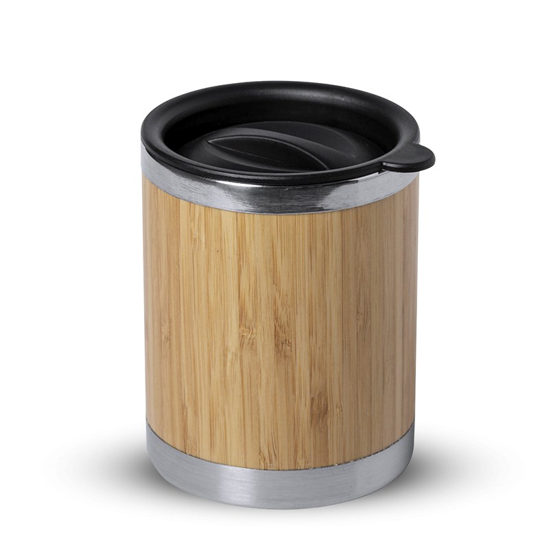 Lubon thermos nature de 300ml. Corps en bambou et acier inoxydable.