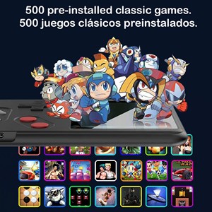 Console portable avec 500 jeux classiques préinstallés.
