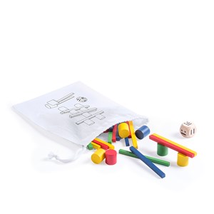 Dokym, jeu de compétence de 33 pièces en bois, avec un étui en tissu.